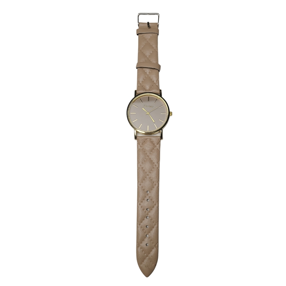 Beige Quilt Pattern Geneva Watch
